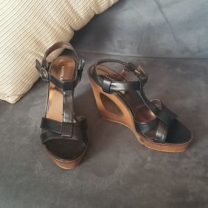 Black wedge sandals